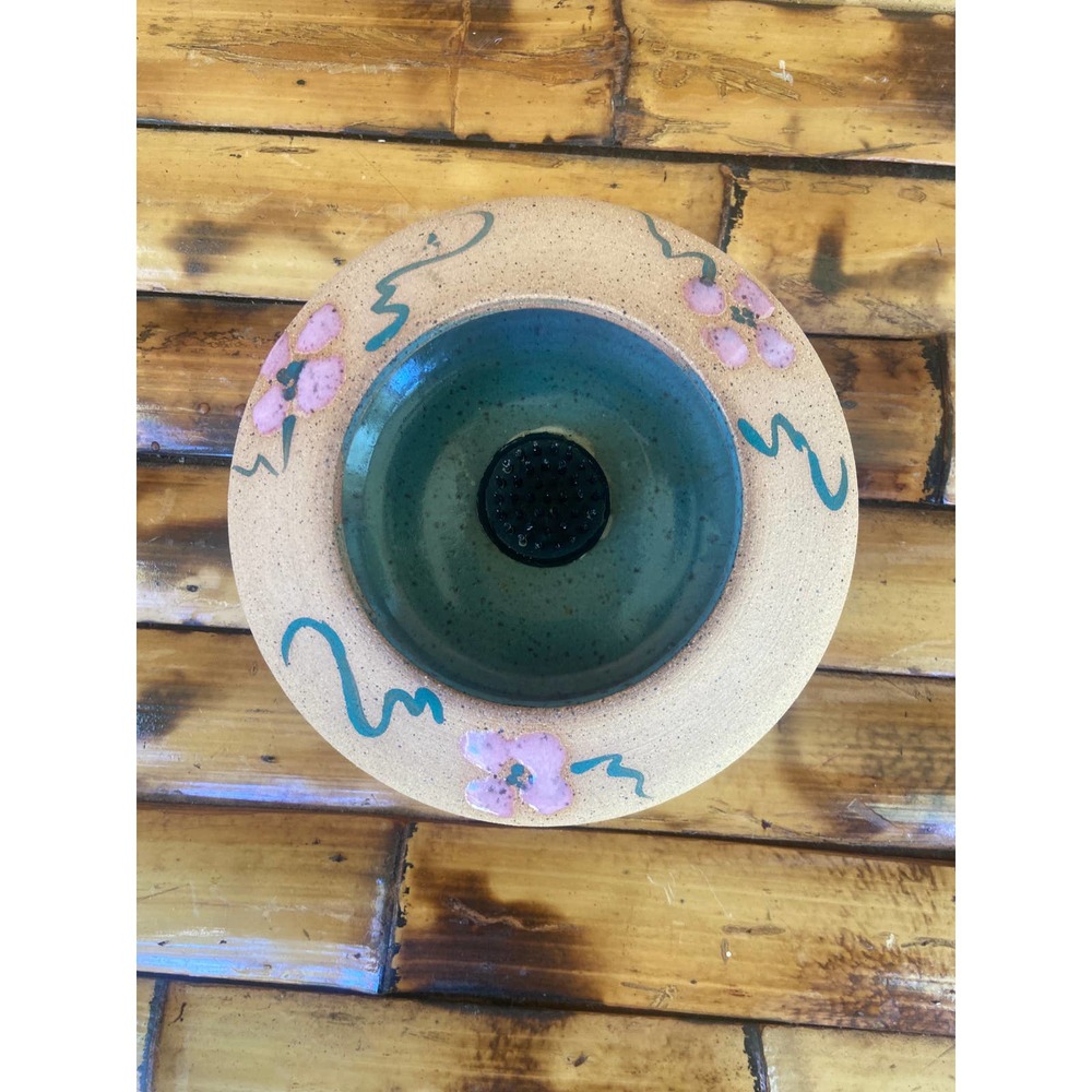 Studio pottery Pot Bowl Ikebana Pottery Vase w/ flower frog Artist’s Signature